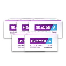 이도스킨스왑 A 100매입 소독솜 에탄올 알콜스왑, 5개
