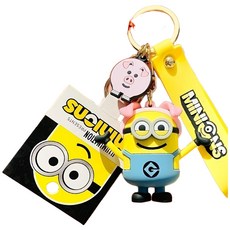 Minions 小小兵卡通造型鑰匙圈, 黃色, 1個