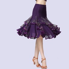 페이준 여성 여름 스팽글 스판 허리 모던 댄스 스커트 MR3025518, 퍼플