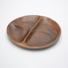 호프집 업소 맥주 술집 간식 안주 원형 3칸 나눔 나무접시