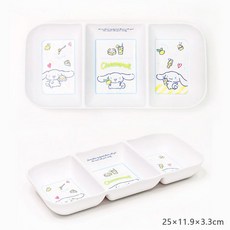 韓國 lilfant 大耳狗304不鏽鋼兒童餐具套裝 (筷子/湯匙/叉子/杯子/水壺/餐盤/餐具袋)，可愛卡通設計，外出攜帶方便, 1個, 美耐皿3格盤, 筷子/湯匙/叉子/杯子/水壺/餐盤/餐具袋