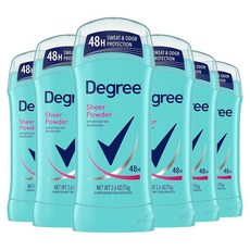 Degree 시어 파우더 땀 억제 데오도란트 스틱 73.7g(2.7온스) (6팩) 148634, 꽃무늬_2.6 Ounce (Pack of 6), 2.6 Ounce (Pack of 6), 74g