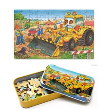민화샵 틴케이스 퍼즐 동물(불도저) 22.5x14cm, 1개
