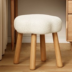 SeekFun 북유럽 원목 스툴 화장대 의자 다용도 구름형, 화이트(폴라 플리스), 1개