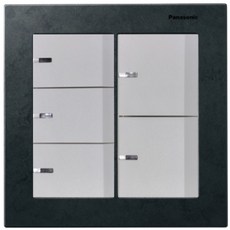 Panasonic 國際牌 陶瓷白 埋入式開關 五開 單切 不銹鋼蓋板, 1個, 直式 WTGF6102SB黑色+開關