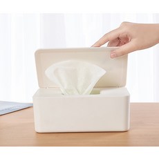 더봄리빙 심플 물티슈 케이스 정리함, 1개, 대형(화이트계열)