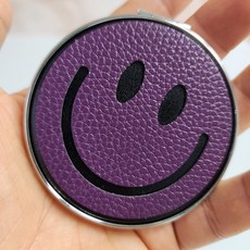 귀여운 스마일 휴대용 접이식 미니 손거울, 1개, 퍼플