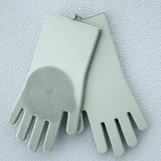 두꺼운 주방 설거지 장갑 다기능 실리콘 브러시 가정용 얼룩 제거제 비지방성, 02 Gray 1 pair