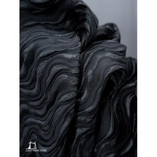 패브릭원단 암석 물잔물결 불규칙한 오목 및 볼록 입체 질감 자카드 직물 겨울 c, Black, 1개