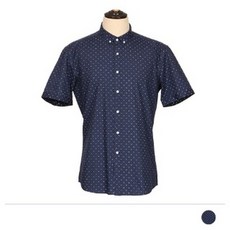 슬림핏 도트무늬 반팔셔츠
