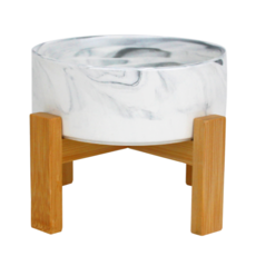 바이푸르 강아지 고양이 2단 높이 S사이즈 도자기식기 세트, 1개, 마블링그레이