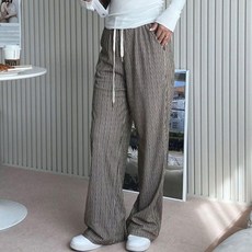 여성 와이드핏 캐주얼 밴딩 슬랙스 - 편안 사계절 바지