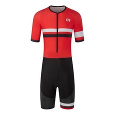 Coconut Ropamo CR 남성용 사이클링 의류 세트 반소매 로드 바이크 스킨수트 의상 점프수트 3D 패딩 포함 (화이트/핑크 S)