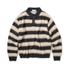 슈퍼서브 SUPERSUB 브러쉬드 스트라이프 카라 니트 - 차콜