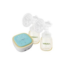 YOUHA 智慧型雙邊電動吸乳器 模擬寶寶吸吮 一鍵重播韻律 輕巧方便攜帶 媽媽輕鬆儲乳, 白色, 1個