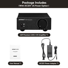 앰프 카페 세련된 음향시공 AIYIMA A07 프리미엄 TPA3255 전력 300Wx2 클래스 D 디지털 오디오 HiFi 2 채널 스테레오 사운드 Hifi 홈, 폴란드, With 32V 5A US Plug
