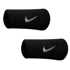 NIKE LOGO刺繡寬版護腕, 黑色, 1組