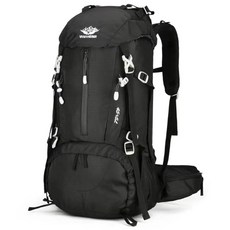 HTYVC 등산가방 50L 대용량 방수 스포츠 배낭 백팩 트래킹 캠핑 아웃도어 남녀 등산 가방 + 방수커버, Pure black