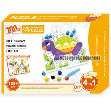 [오로라](산골소년)거북이 퍼즐 블럭 놀이 교육용 완구 4in1, 1개