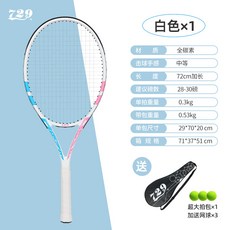 【臺灣出貨】正品碳縴一體專業網球拍初學減震輕量大拍麵男女單雙跨境爆款-奢尚匯品, YZ229（送3個網球+夾棉拍包）, 1個