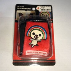 輝旺汽車精品百貨 OPEN小將紅色絨毛車用置物袋，可愛造型，冷氣孔/頭枕雙用，方便收納, 1個