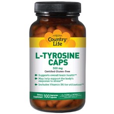 Country Life L-酪胺酸蛋白質素食膠囊 500mg, 100 件, 1個