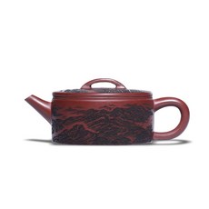 原礦龍血砂宜興紫砂壺純手工刻繪175cc古法茶具密文訂單, GWZS173萬里長城漢瓦, 1個
