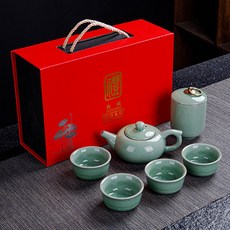 陶瓷功夫茶具伴手禮伴手禮套裝哥窯汝窯一壺六杯禮盒套裝, 1個, 哥窯西施壺4杯茶葉罐:如圖所示318