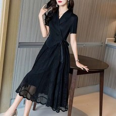 계복원피스 여성 플리츠 원피스 철릭 자수 메쉬 Y74 JoYouth