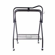 승마안장거치대 접이식 바퀴 블랙 선반 세트 말안장 카트 수납 말 보관대, 1개