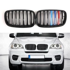 정시출고 품질보증 BMW E70 E71 X5 X6 2007-2013 SUV용 2X 프론트 키드니 그릴 ///M 컬러 샤이니 블랙 5113