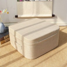 카페 좌식 푹신한 낮은 쿠션 이동식 의자 보조 낮은의자, 스퀘어 라운드 천 피어 베이지, 1개