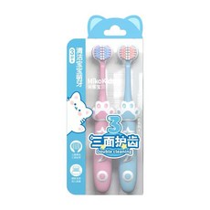 Miko Kids 米客宝贝 3D三面兒童牙刷 萬根超細軟毛 3-12歲寶寶護齒, 1個, 三面護齒-2件組 藍粉色, 三面護齒-2件組 藍粉色, 1個裝