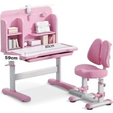 兒童成長學習桌椅套裝，人體工學設計，護眼檯燈，多功能收納，可調節高度, 粉色80手搖升降書桌加腳踏椅,, 80