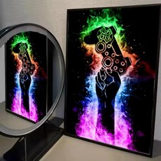 수채화 네온 비디오 게임 포스터 접착 아트 방수 종이 스티커 커피 하우스 룸 벽장식, 8. White2