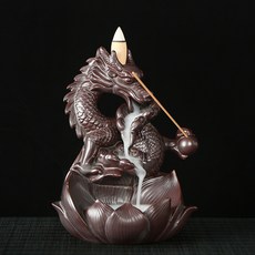 龍騰萬里紫砂倒流香爐 觀賞流煙室內禪意擺件, 龍騰萬里(黑)