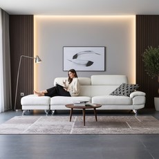 자네트 쟈드 3인용 가죽쇼파 스툴포함, 화이트