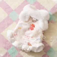 狗狗衣服 秋冬保暖加厚加絨冬裙 兩腳可牽引 泰迪比熊小型犬寵物服飾, 彌雅白, 1個