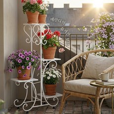 4단 철제 화분 진열대 인테리어 플랜트 스탠드, 화이트