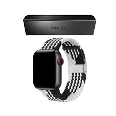 IMMUSE Apple Watch兼容6/SE/5/4/3/2/1優質包裝剪貼片帶, 42/44mm, BlackWhite