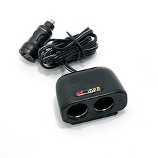 IDFR 車用 2孔 12V 10A 電源插座 點菸插座 車用電源延長線 黑色, 1個, 2口