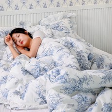 리빙홈 뜨왈 프릴 30수 광목 이불세트 SS/Q ( 이불 + 베개커버 )