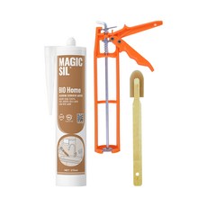 오성 매직씰 바이오 홈 실리콘 베이지 1개 + 실리콘 건 + 헤라 세트, 1세트