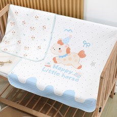 DFMEI 新生兒純棉隔尿墊防水可洗大號加厚透氣嬰兒寶寶隔尿墊生理期牀墊, 1個, 奶芙小馬