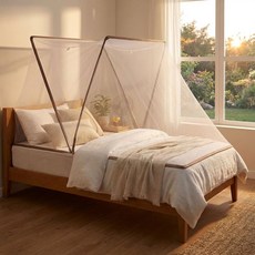 원터치 접이식 1인용 침대 모기장 폴딩, 블루