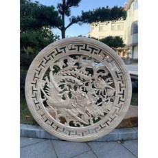 橡膠木 鳳采牡丹 木雕擺件掛件, 如圖所示, 1個