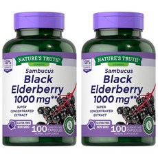 Nature's Truth 네이처스트루스 삼부커스 블랙 엘더베리 추출물 1000mg 100정 2팩, 2개