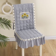 엘와이제이 일체형 북유럽 미끄럼방지 식탁의자커버, 그레이, 1개