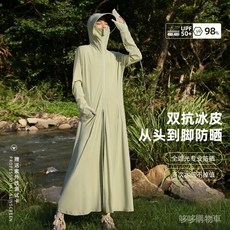 指尖長款輕薄防曬衣女夏新款戶外防紫外綫全身透氣冰絲遮陽防曬服