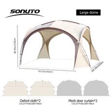 Sonuto Dome Canopy 대형 텐트 야외 캠핑 천막 태양 보호 하이킹 방수 파빌리온 모기, 01 Khaki P2